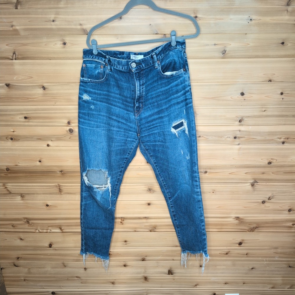 Moussy Vintage Distressed High Rise Skinny Jeans Medium‎ Wash Blue 29